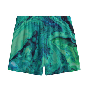 Turquoise Acid Melt Print Mesh Shorts