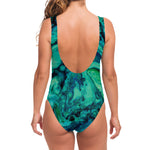 Turquoise Acid Melt Print One Piece Swimsuit