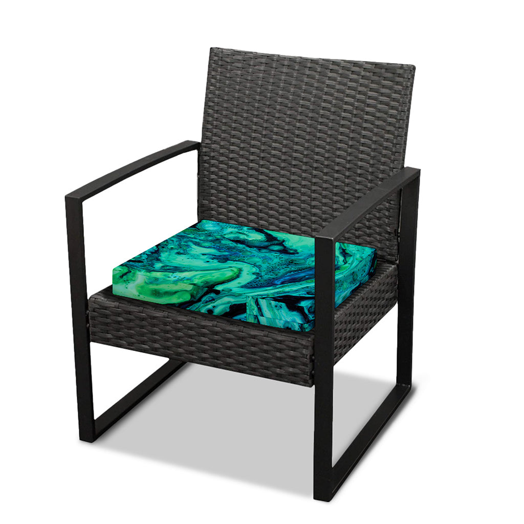 Turquoise Acid Melt Print Outdoor Seat Cushion Cover