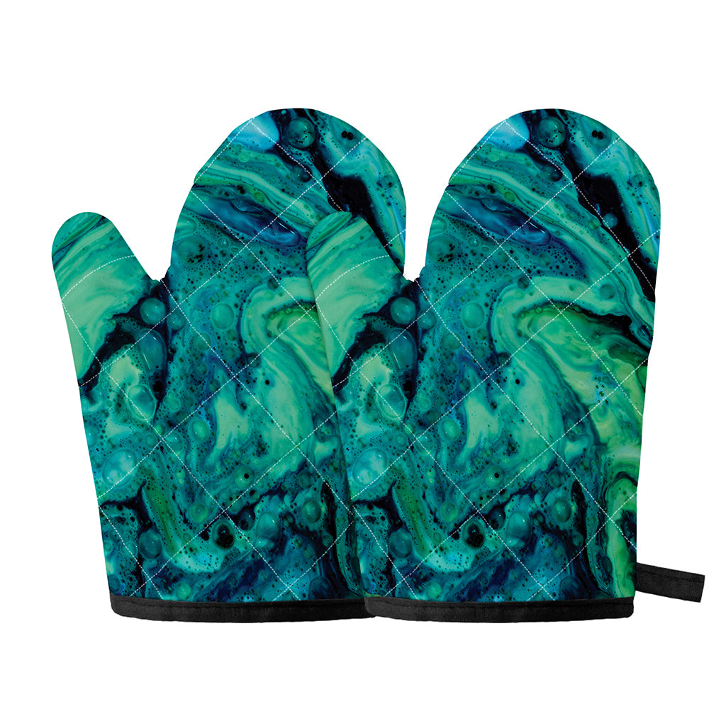 Turquoise Acid Melt Print Oven Mitts