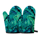 Turquoise Acid Melt Print Oven Mitts
