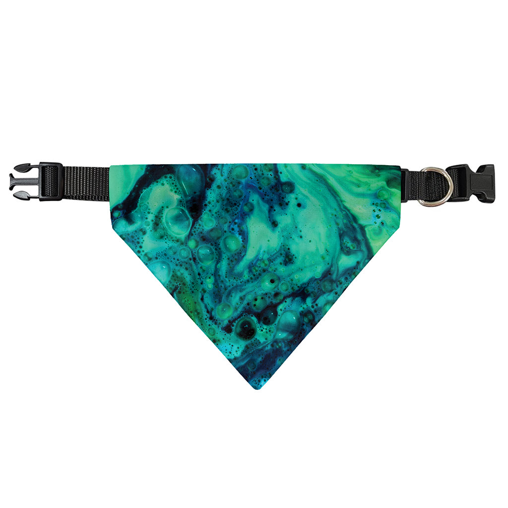 Turquoise Acid Melt Print Over The Collar Dog Bandana