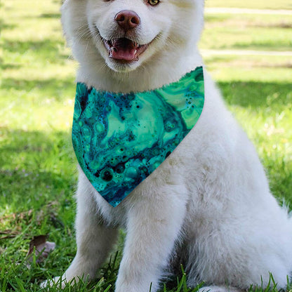 Turquoise Acid Melt Print Over The Collar Dog Bandana