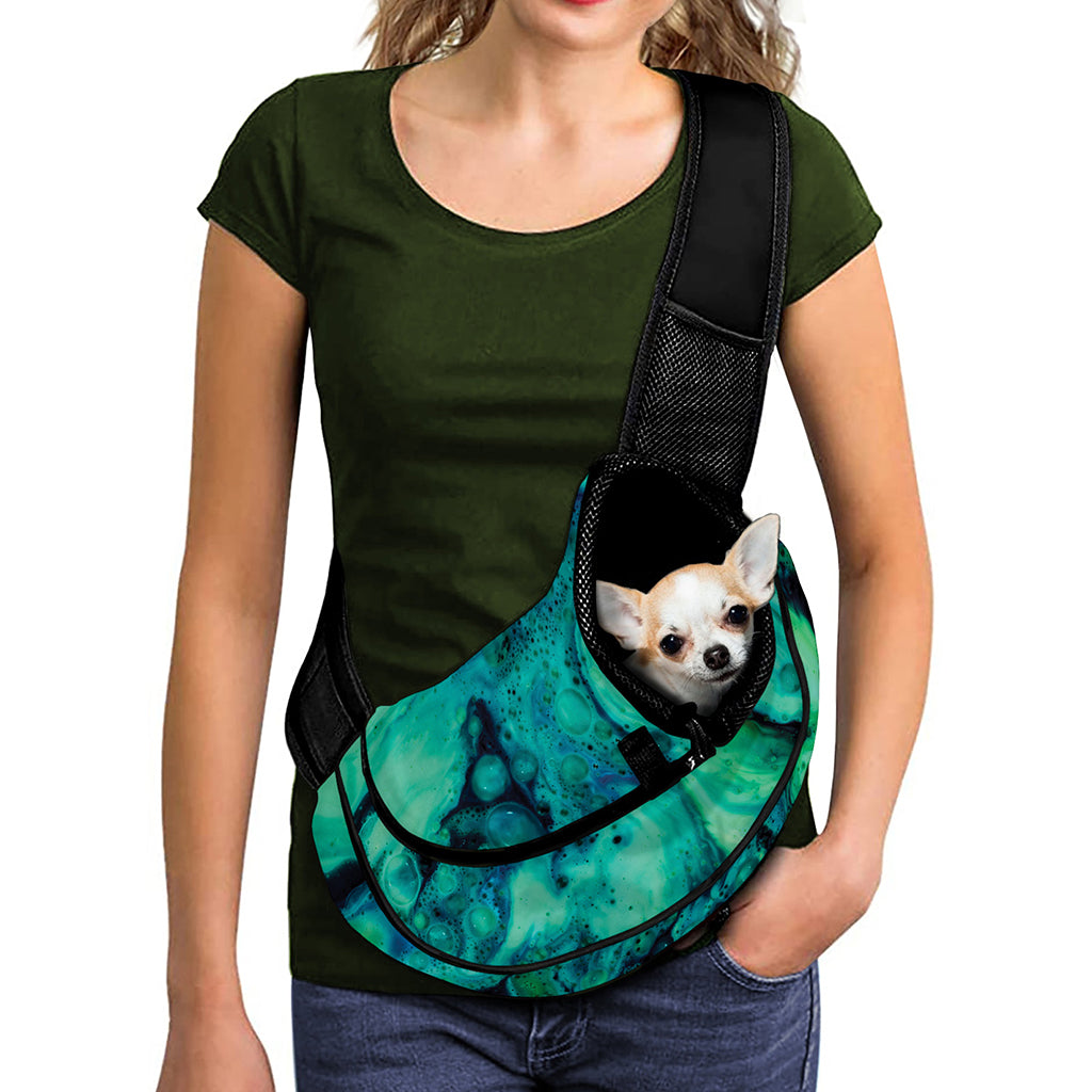 Turquoise Acid Melt Print Pet Sling Carrier