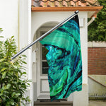 Turquoise Acid Melt Print Polyester Flag