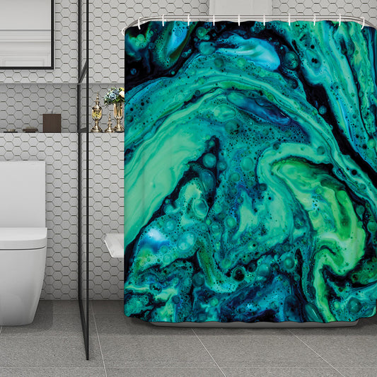 Turquoise Acid Melt Print Polyester Shower Curtain