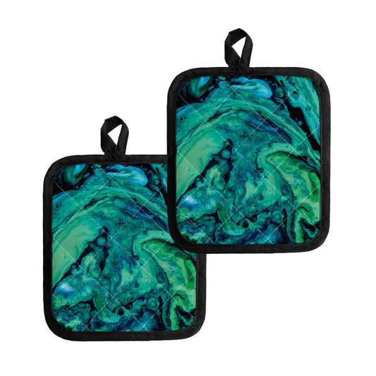Turquoise Acid Melt Print Pot Holders