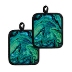 Turquoise Acid Melt Print Pot Holders