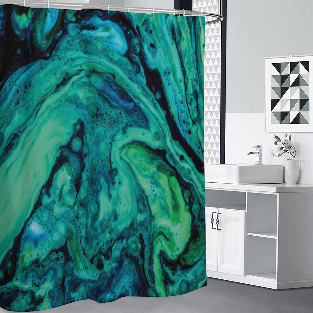 Turquoise Acid Melt Print Premium Shower Curtain