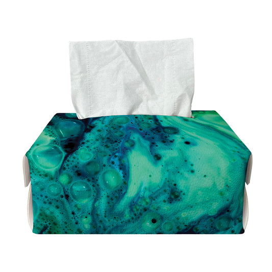 Turquoise Acid Melt Print Rectangle Tissue Box Cover