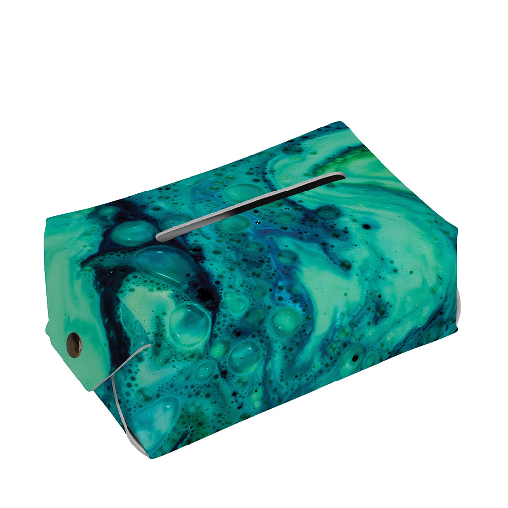 Turquoise Acid Melt Print Rectangle Tissue Box Cover