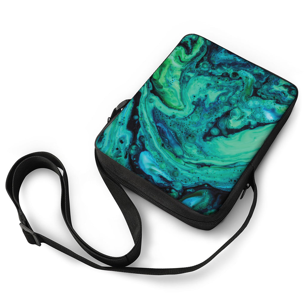 Turquoise Acid Melt Print Rectangular Crossbody Bag