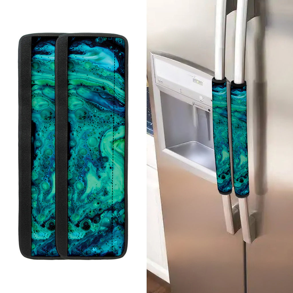 Turquoise Acid Melt Print Refrigerator Handle Covers