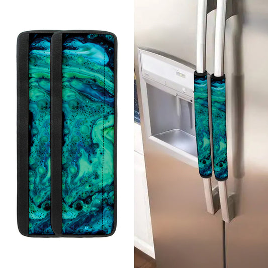 Turquoise Acid Melt Print Refrigerator Handle Covers