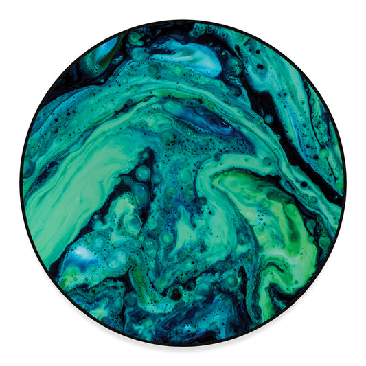 Turquoise Acid Melt Print Round Floor Mat