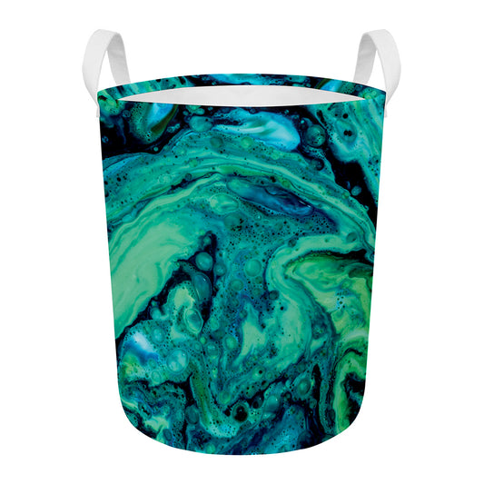 Turquoise Acid Melt Print Round Laundry Basket