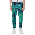 Turquoise Acid Melt Print Scuba Joggers