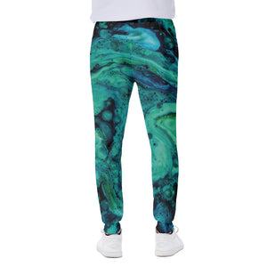 Turquoise Acid Melt Print Scuba Joggers