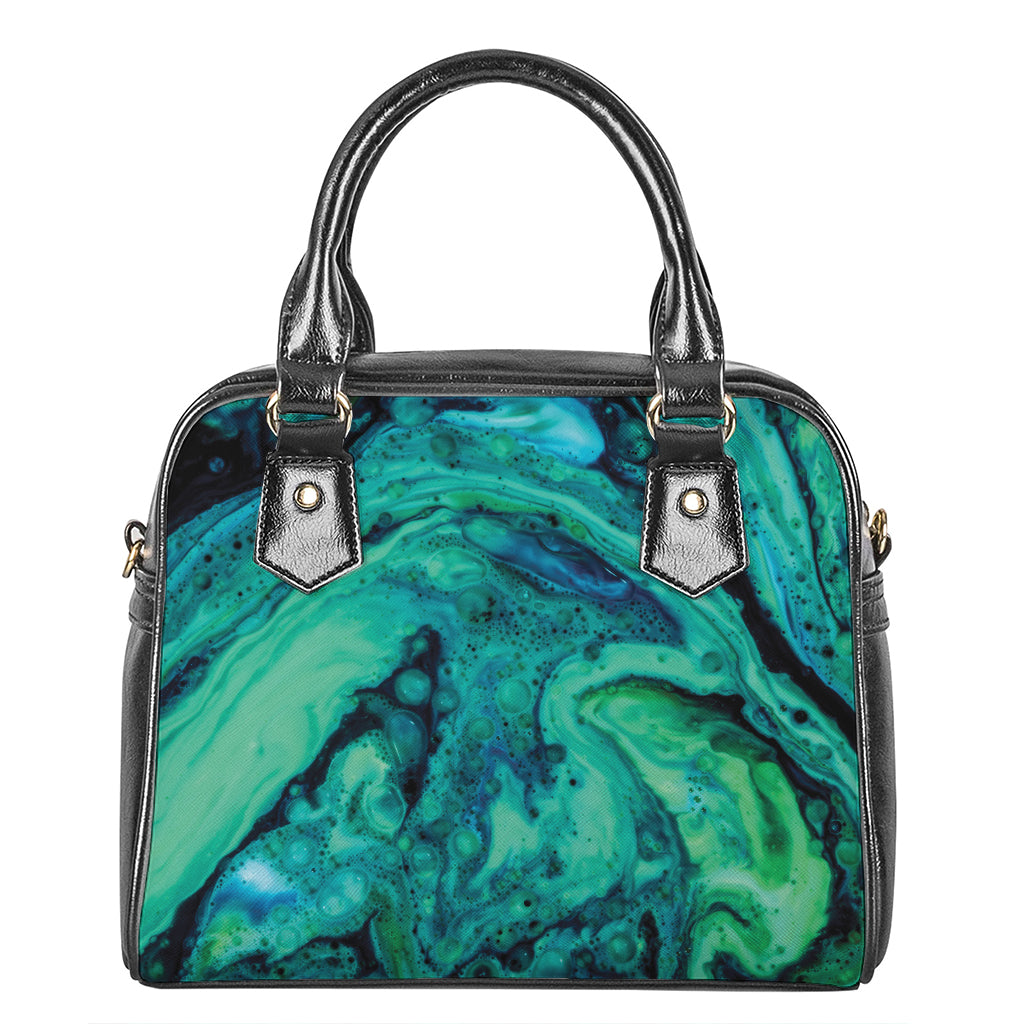 Turquoise Acid Melt Print Shoulder Handbag