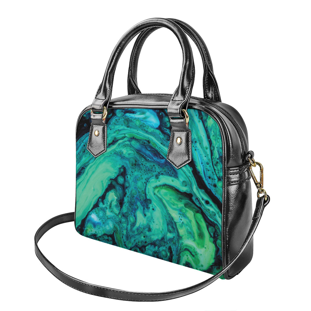 Turquoise Acid Melt Print Shoulder Handbag