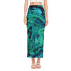 Turquoise Acid Melt Print Side Slit Maxi Skirt