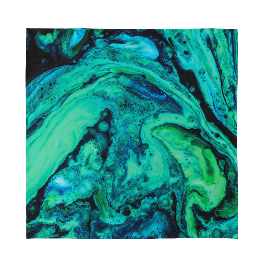 Turquoise Acid Melt Print Silk Bandana