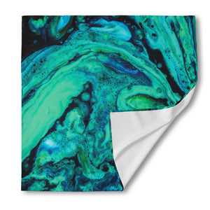 Turquoise Acid Melt Print Silk Bandana