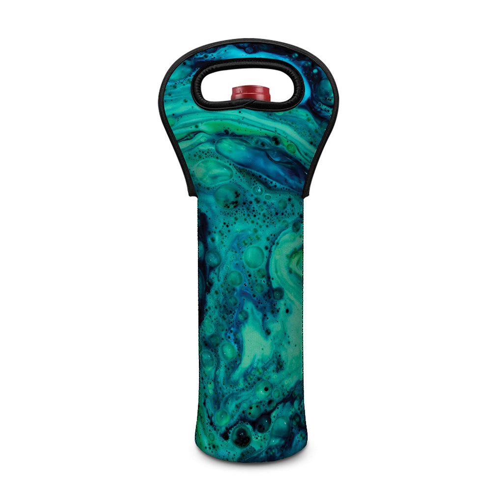 Turquoise Acid Melt Print Single Neoprene Wine Tote