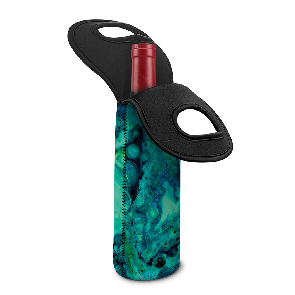 Turquoise Acid Melt Print Single Neoprene Wine Tote