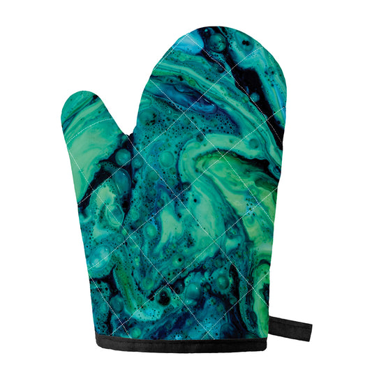 Turquoise Acid Melt Print Single Oven Mitt