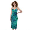 Turquoise Acid Melt Print Slim Fit Midi Cami Dress