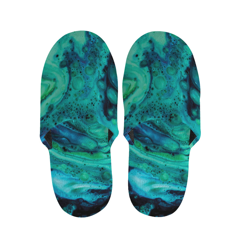 Turquoise Acid Melt Print Slippers