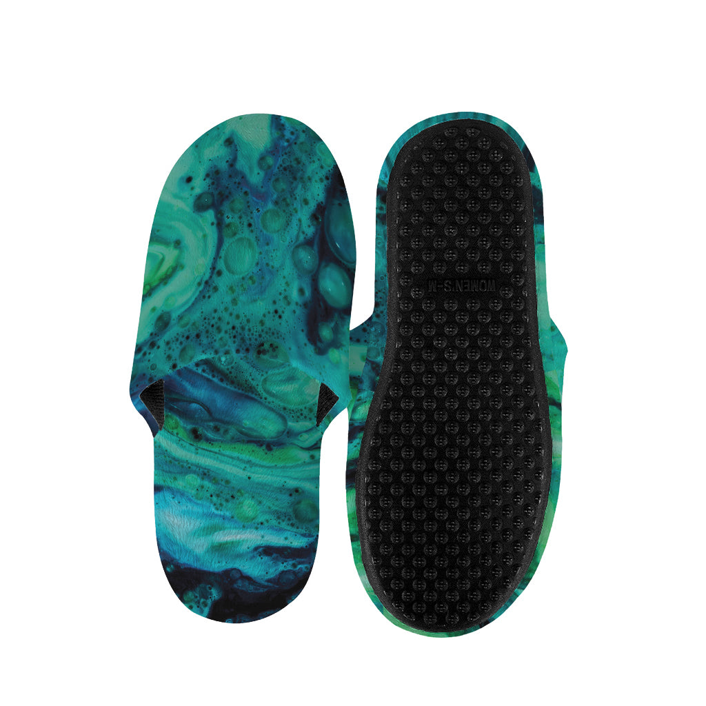 Turquoise Acid Melt Print Slippers