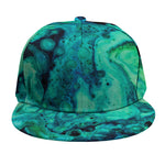 Turquoise Acid Melt Print Snapback Cap