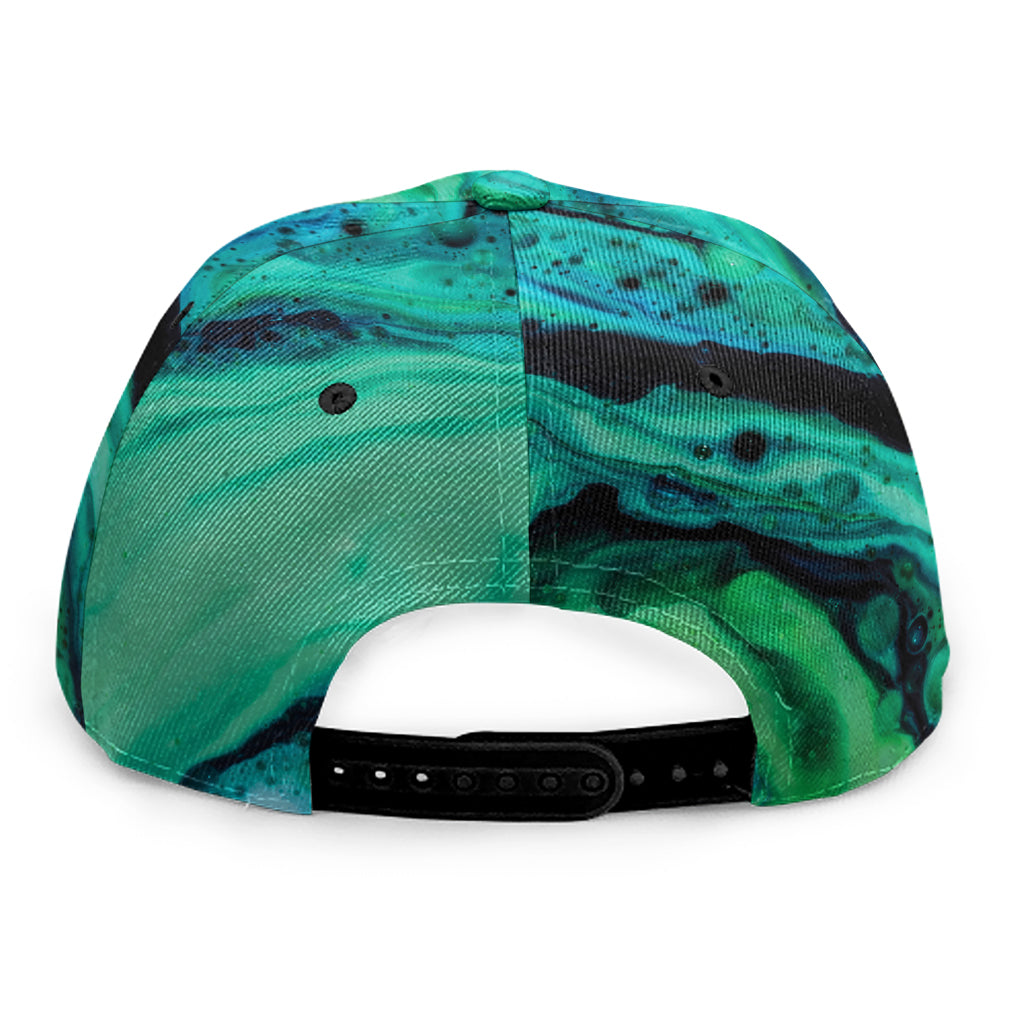 Turquoise Acid Melt Print Snapback Cap