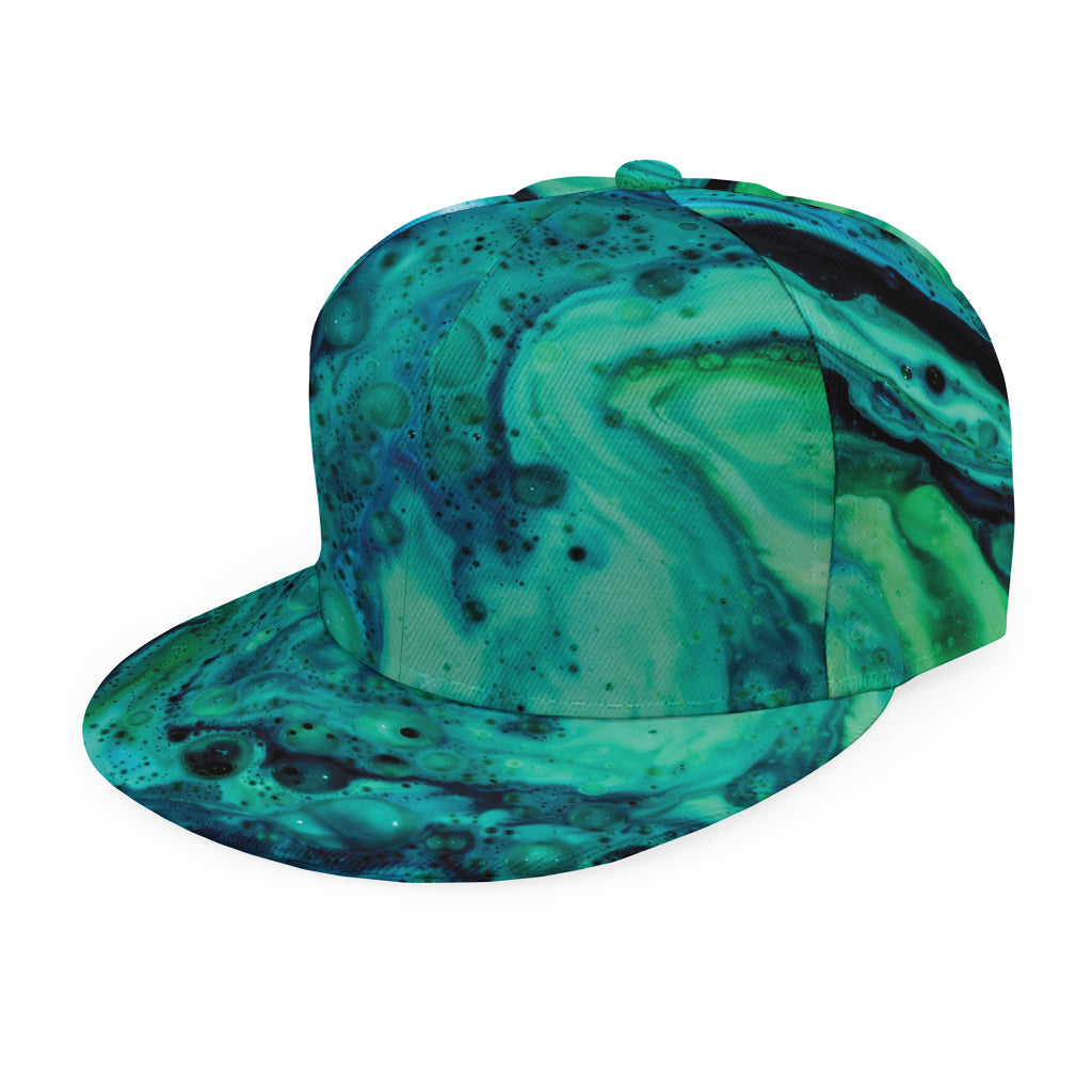 Turquoise Acid Melt Print Snapback Cap