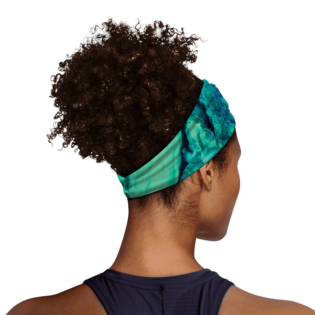 Turquoise Acid Melt Print Sports Headband