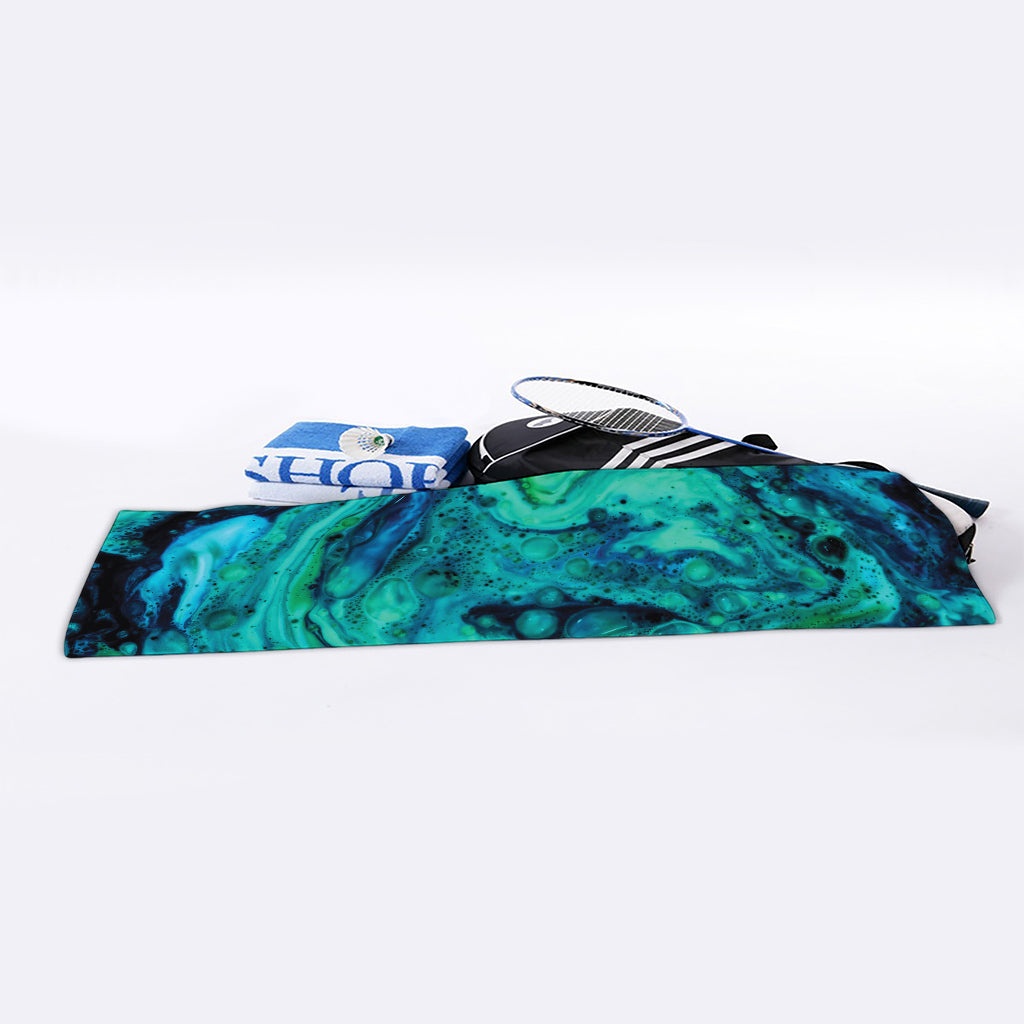 Turquoise Acid Melt Print Sports Towel