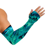Turquoise Acid Melt Print Sun Protection Arm Sleeves
