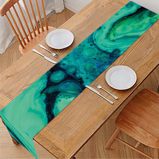 Turquoise Acid Melt Print Table Runner