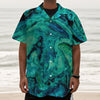 Turquoise Acid Melt Print Textured Short Sleeve Shirt