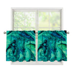 Turquoise Acid Melt Print Tier Curtains