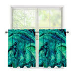Turquoise Acid Melt Print Tier Curtains
