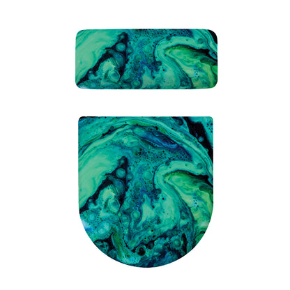 Turquoise Acid Melt Print Toilet Lid And Tank Cover Set
