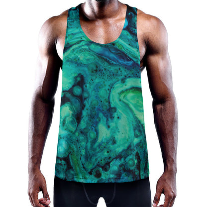 Turquoise Acid Melt Print Training Tank Top