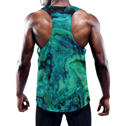 Turquoise Acid Melt Print Training Tank Top