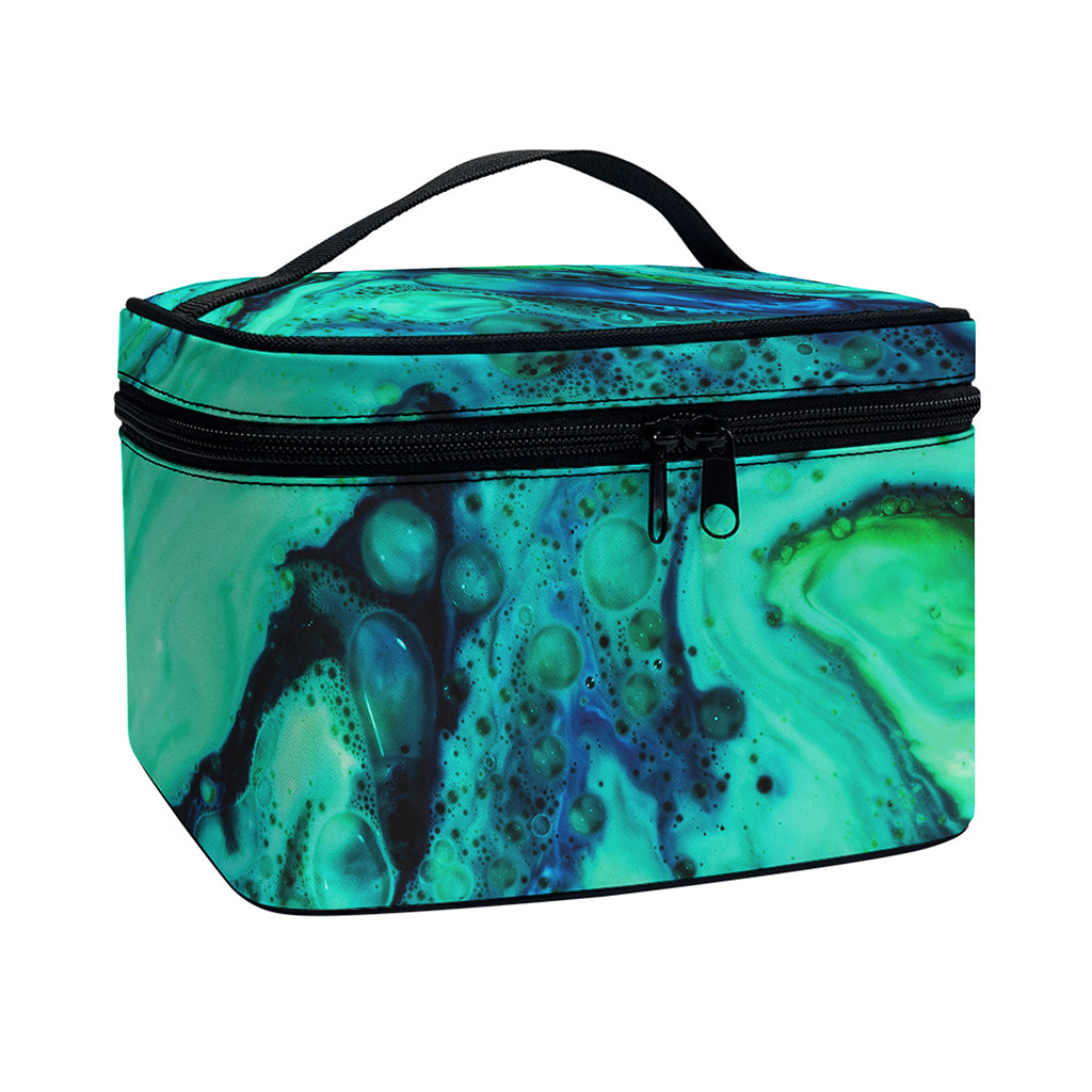 Turquoise Acid Melt Print Travel Makeup Bag