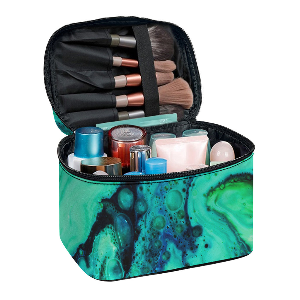Turquoise Acid Melt Print Travel Makeup Bag