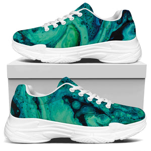 Turquoise Acid Melt Print White Chunky Shoes