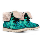 Turquoise Acid Melt Print Winter Boots